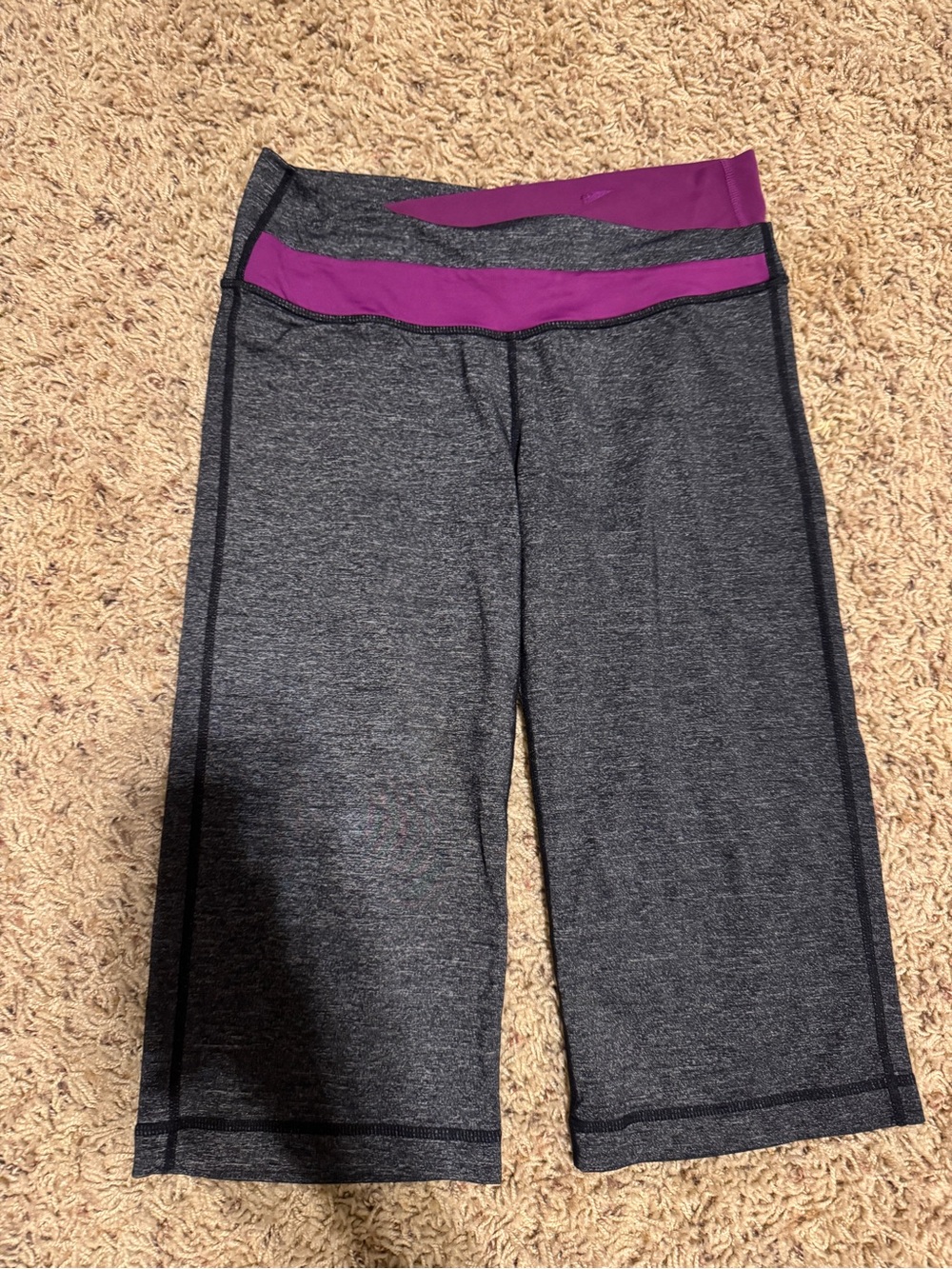 lululemon athletica Gray Athletic Shorts with Purple Waistband